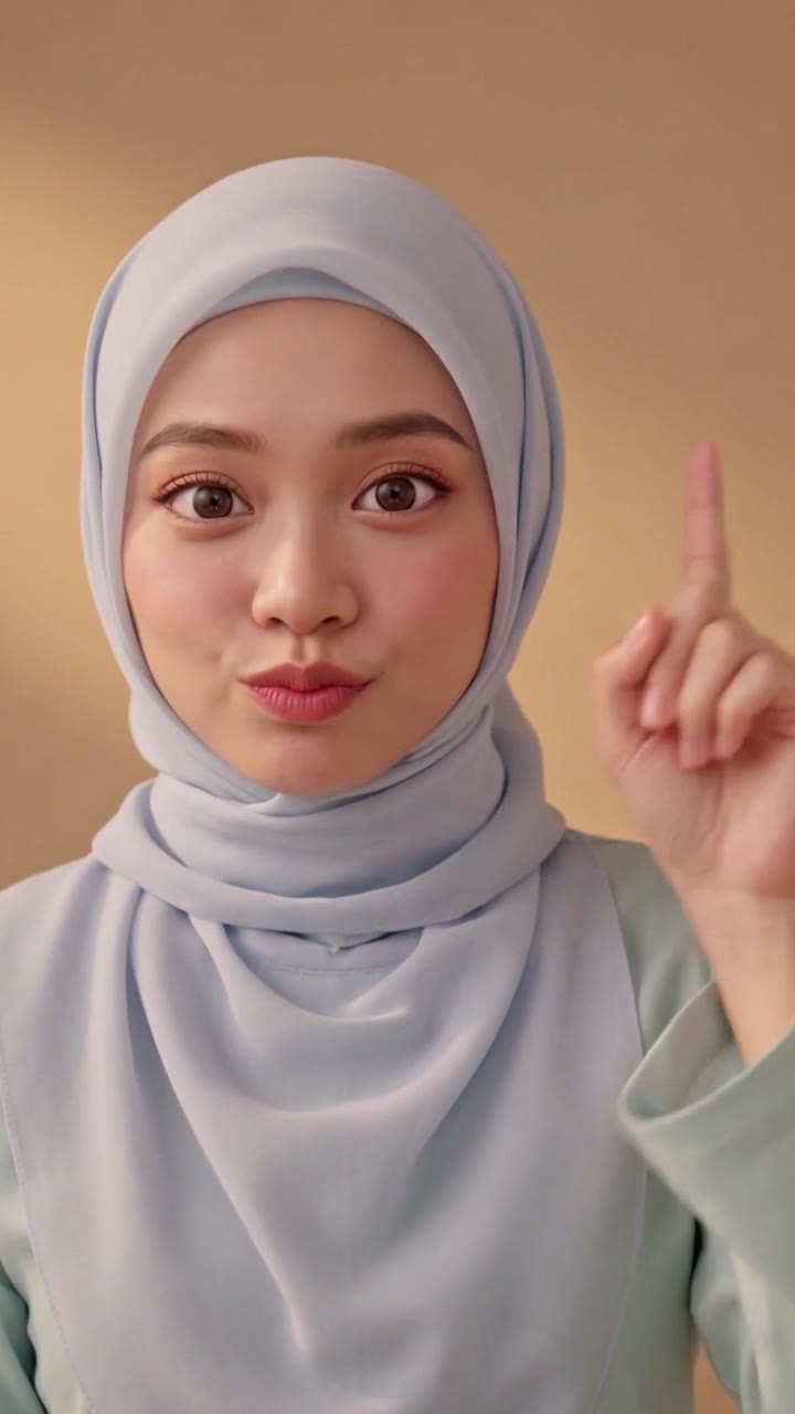 Lydia Farida looking aside in a white hijab inside a sunlit café