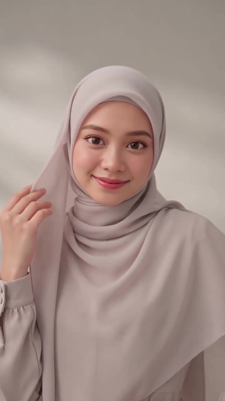 Lydia Farida turning in an emerald hijab against a studio wall